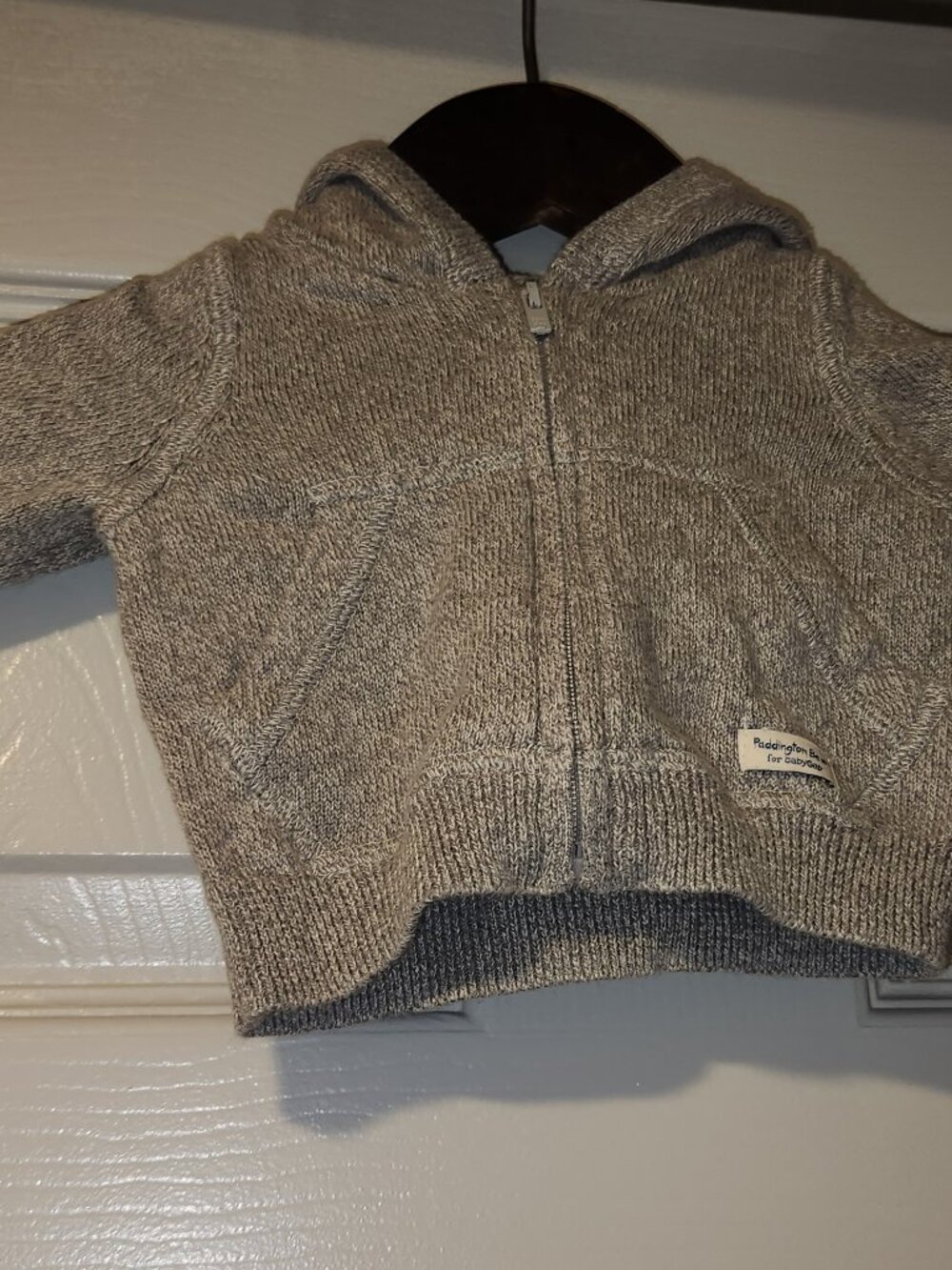 Paddington Bear for Baby Gap Gray Knit Hoodie Sweater Newborn
